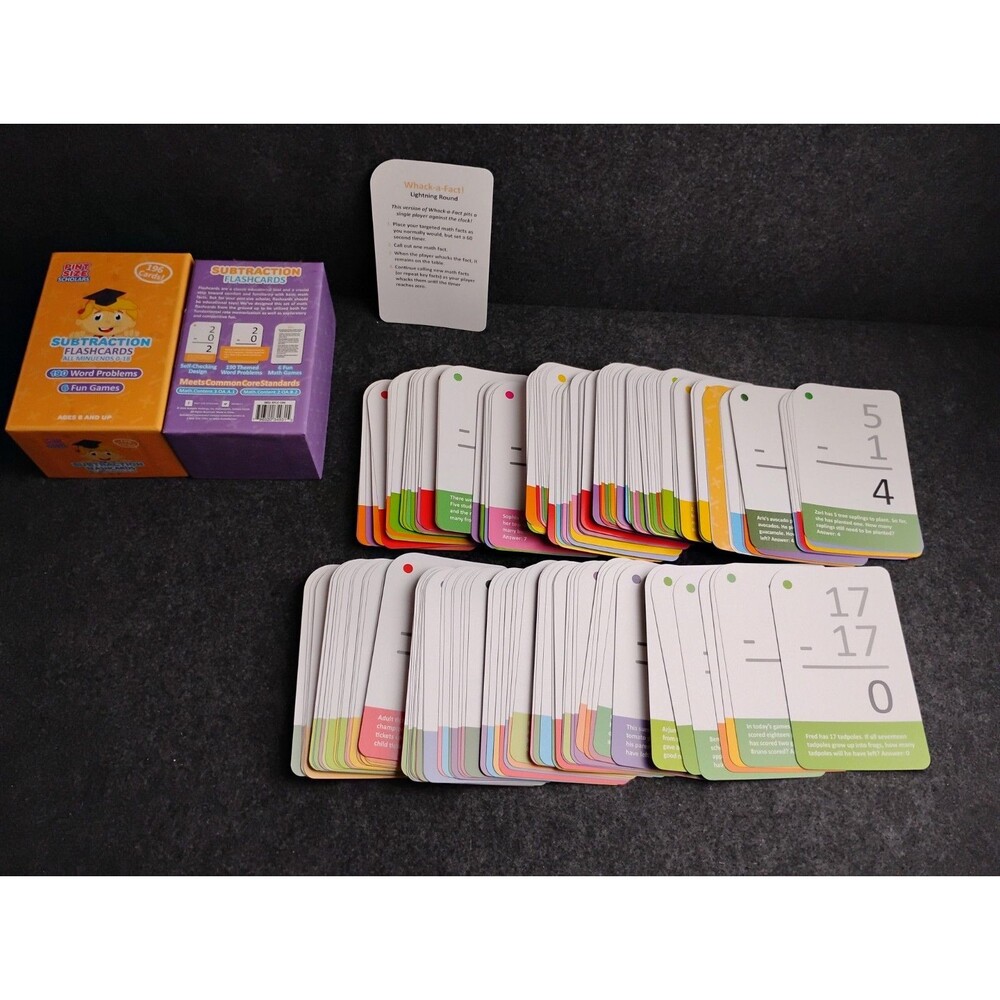 Subtraction Flashcards 196 Cards for Kids Math Learning Word Problems Games - Picture 5 of 8